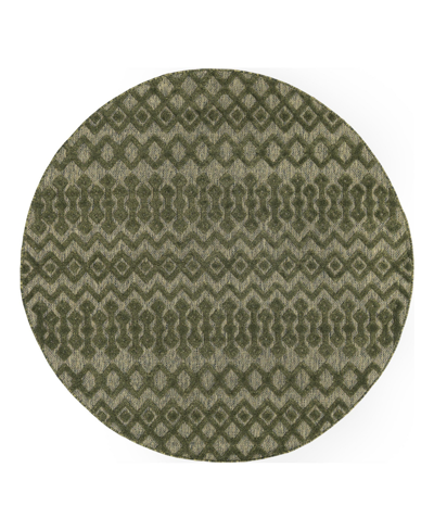 Bayshore Home High-low Pile Latisse Textured Outdoor Lto02 7' X 7' Round Area Rug In Green