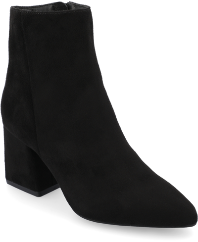 JOURNEE COLLECTION WOMEN'S SORREN POINTED TOE BLOCK HEEL DRESS BOOTIES