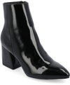 Journee Collection Women's Sorren Tru Comfort Foam Covered Block Heel Pointed Toe Booties Women's Shoes In Patent/black