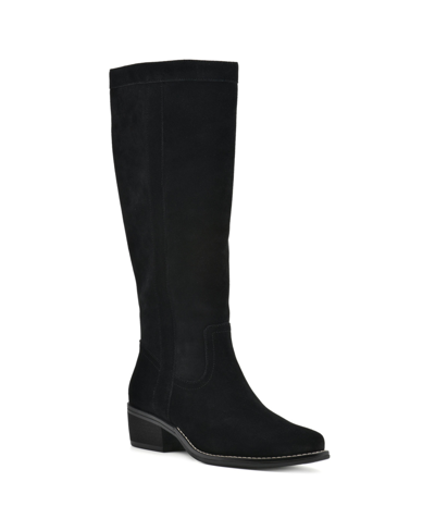 White Mountain Teague Womens Suede Colorblock Winter Boots In Black