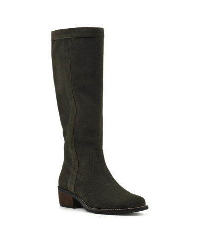 White Mountain Women's Altitude Regular Calf Knee High Boots In Army Suede