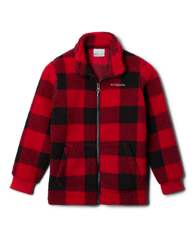 Columbia Big Boys Rugged Ridge Ii Sherpa Full Zip Jacket In Mountain Red Check