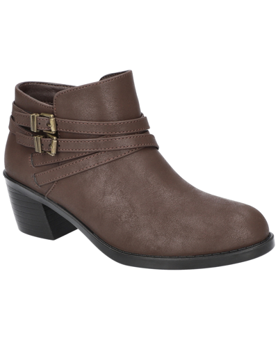 Easy Street Women's Kory Block Heel Booties In Brown Matte