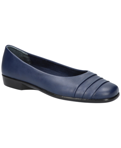 Easy Street Women's Hayes Square Toe Flats In Navy