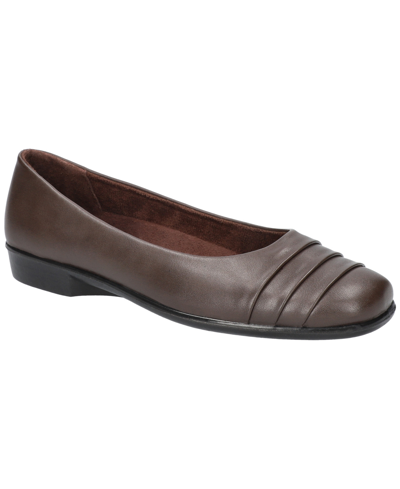 Easy Street Women's Hayes Square Toe Flats In Brown