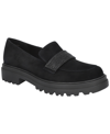 Bella Vita Paz Lug Loafer In Black Suede Leather