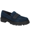 Bella Vita Women's Paz Comfort Lug Loafers In Navy Suede Leather