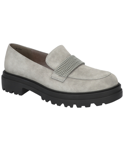 Bella Vita Women's Paz Comfort Lug Loafers In Gray Suede Leather