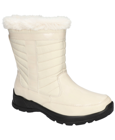 Easy Street Women's Frazer Slip Resistant And Waterproof Side Zip Boots In Winter White Patent