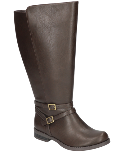 Easy Street Women's Bay Plus Plus Athletic Shafted Extra Wide Calf Tall Boots In Brown