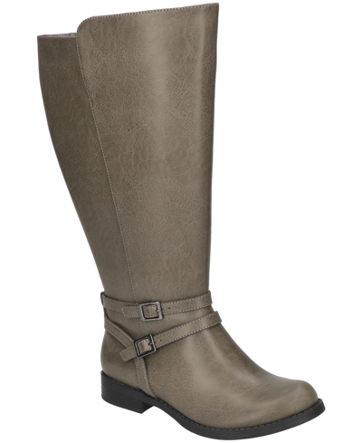 Easy Street Women's Bay Plus Plus Athletic Shafted Extra Wide Calf Tall Boots In Gray