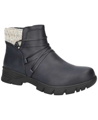 Easy Street Stefani Womens Round Toe Lug Ankle Boots In Navy