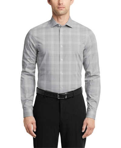 Calvin Klein Men's Steel+ Slim Fit Stretch Wrinkle Resistant Dress Shirt In Gray