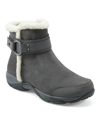 Easy Spirit Women's Elinor Round Toe Cold Weather Booties In Gray Suede