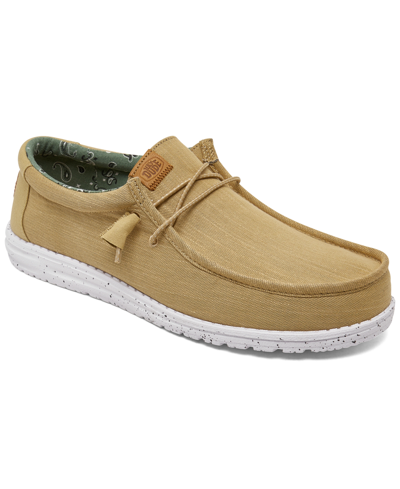 Hey Dude Men's Wally Washed Canvas Casual Moccasin Sneakers From Finish Line In Walnut