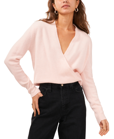 1.state Women's Surplice V-neck Faux-wrap Sweater In Pink Lotus