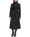 KENNETH COLE WOMEN'S BELTED MAXI WOOL COAT WITH FENCED COLLAR