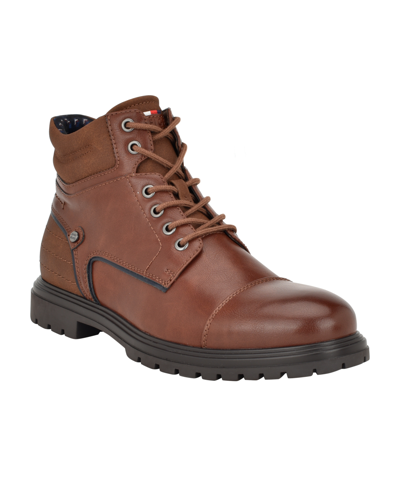 Tommy Hilfiger Men's Oregon Cap Toe Lace-up Lug Boots In Cognac