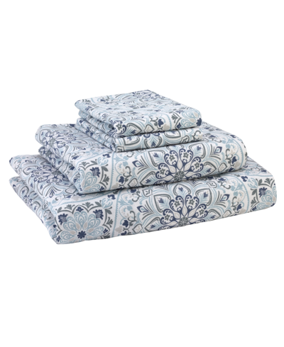 Avanti Printed 100% Brushed Cotton Flannel 4-pc.sheet Set, Queen In Cypress Mosaic