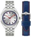 Bulova Men's Classic Jet Star Stainless Steel Bracelet Watch 40mm Gift Set In Silver