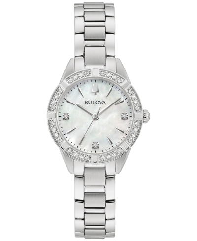 Bulova Women's Classic Sutton Diamond (1/20 Ct. T.w.) Stainless Steel Bracelet Watch 28mm In Silver