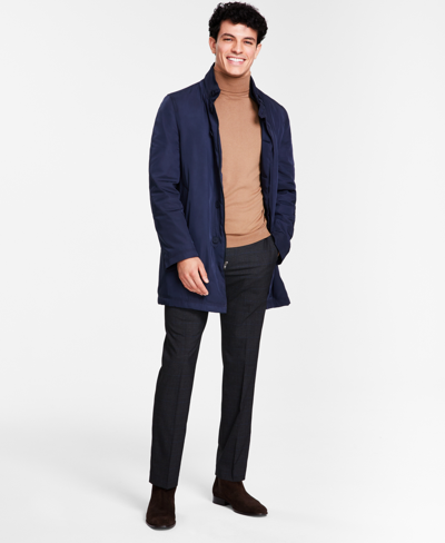 Calvin Klein Men's Slim-fit Water-resistant Overcoat In Navy