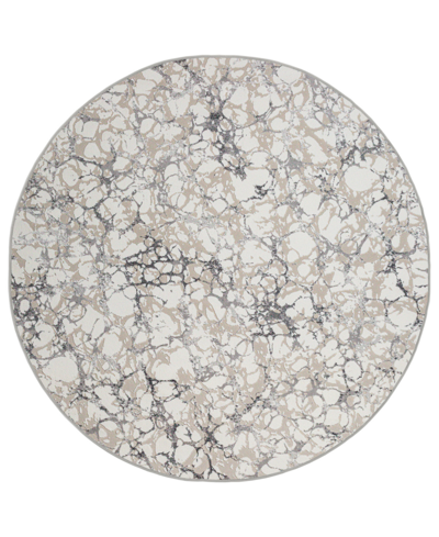 Km Home Closeout!  Teola 1240 5'3" X 5'3" Round Area Rug In Gray