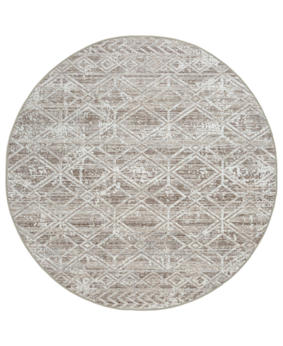 Km Home Closeout!  Teola 1243 7'10" X 7'10" Round Area Rug In Beige