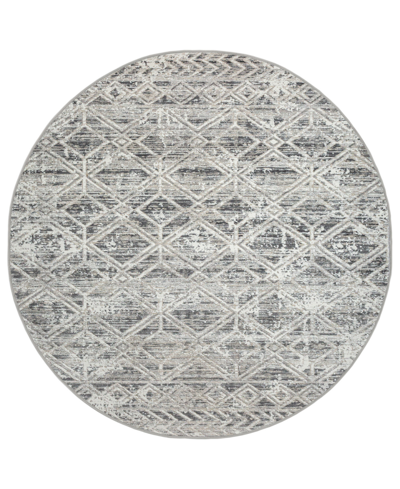 Km Home Closeout!  Teola 1243 5'3" X 5'3" Round Area Rug In Gray