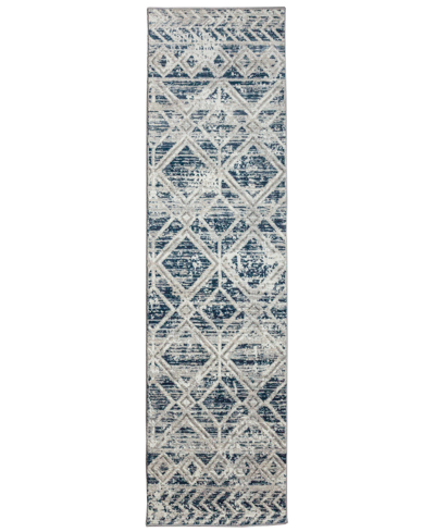 Km Home Closeout!  Teola 1243 2'2" X 7'7" Runner Area Rug In Blue