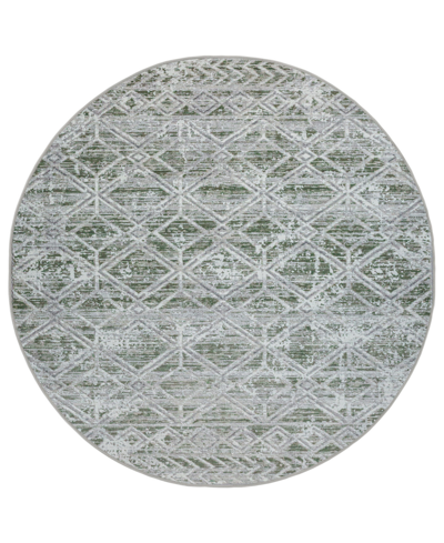Km Home Closeout!  Teola 1243 7'10" X 7'10" Round Area Rug In Green