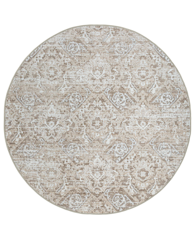 Km Home Closeout!  Teola 1244 7'10" X 7'10" Round Area Rug In Beige