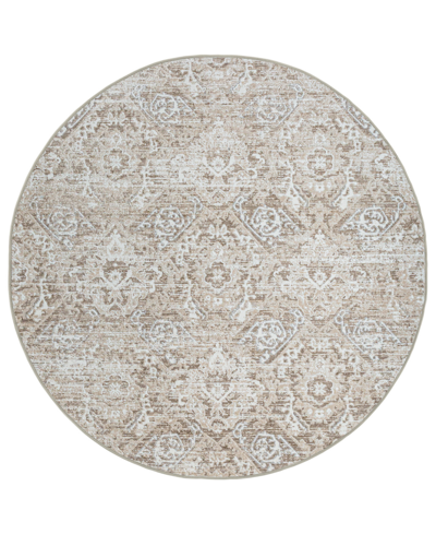 Km Home Closeout!  Teola 1244 5'3" X 5'3" Round Area Rug In Beige