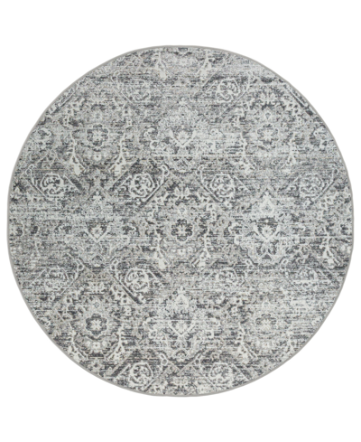 Km Home Closeout!  Teola 1244 5'3" X 5'3" Round Area Rug In Gray