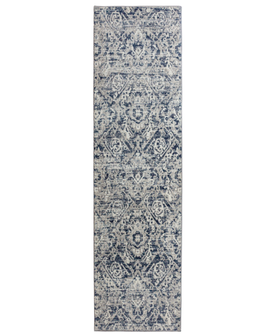 Km Home Closeout!  Teola 1244 2'2" X 7'7" Runner Area Rug In Blue