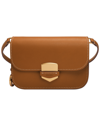 Fossil Lennox Flap Leather Crossbody Bag In Saddle
