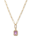 Macy's Amethyst (2-1/5 Ct. T.w.) & White Topaz (5/8 Ct. T.w.) Halo 18" Pendant Necklace In 14k Gold-plated In Amethyst