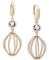 Macy's Amethyst Bezel Chandelier Drop Earrings (1-5/8 Ct. T.w.) In 14k Gold-plated Sterling Silver In Amethyst