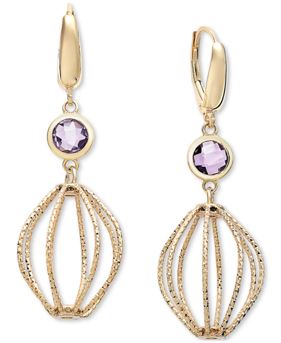 Macy's Amethyst Bezel Chandelier Drop Earrings (1-5/8 Ct. T.w.) In 14k Gold-plated Sterling Silver