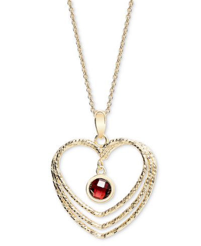 Macy's Garnet Orbital Triple Heart Pendant Necklace (1-1/10 Ct. T.w.) In 14k Gold-plated Sterling Silver, 1