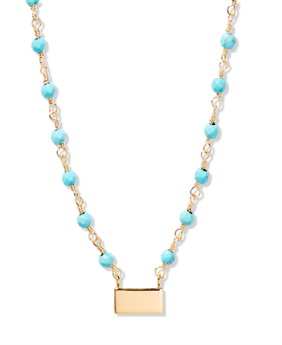 Brook & York "14k Gold" Key Turquoise Bead Necklace