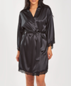 ICOLLECTION WOMEN'S SILKY LACED TRIM SHORT ROBE