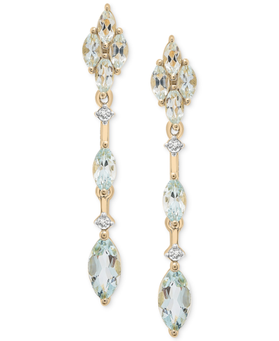 Macy's Sky Blue Topaz (2-1/6 Ct. Tw.) & Diamond (1/20 Ct. Tw.) Drop Earrings In 14k Gold