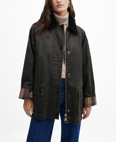 Mango Women's Waxed-effect Parka In Khaki