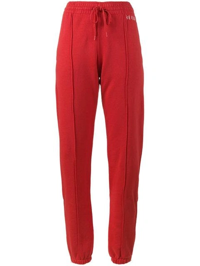 Re/done Red Logo Embroidered Trackpants In Classic Red