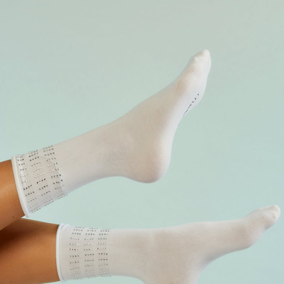 Cynthia Rowley Crystal Sport Socks In White