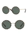 VALENTINO 52MM CRYSTAL-TRIM ROUND SUNGLASSES