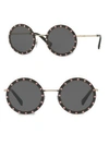 VALENTINO 52MM CRYSTAL-TRIM ROUND SUNGLASSES,400095417535