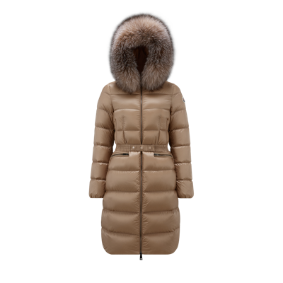Moncler Collection Boedic Long Down Jacket Beige
