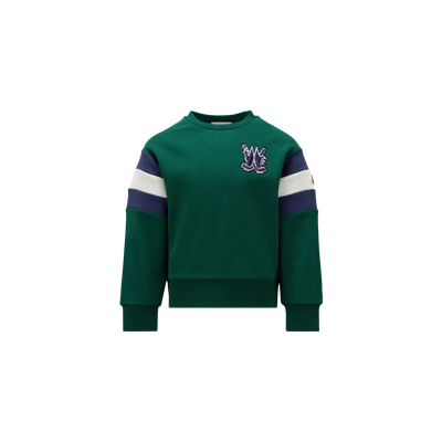 Moncler Kids' Brushed Cotton Sweatshirt In Dark Green